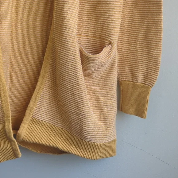 Marled Reunited. Open-Front Ribbed Cardigan In Yellow. Size XS. - Picture 3 of 9